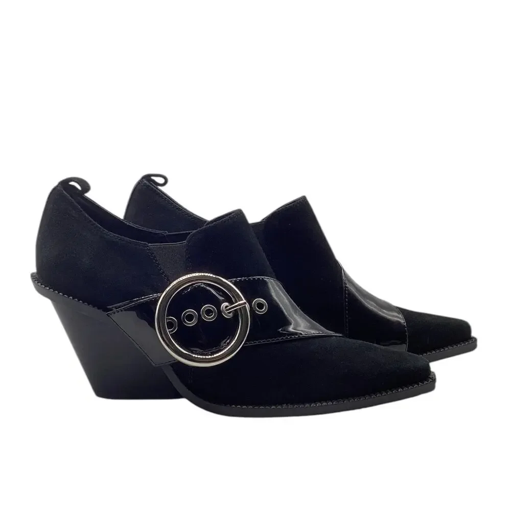 Jeffrey Campbell Suede Patent Leather Booties Women’s Size 7.5 in Black
